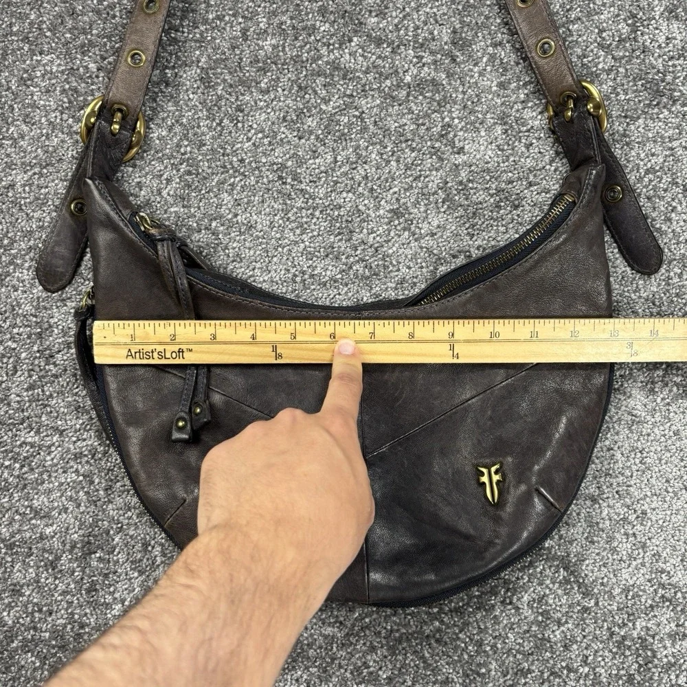 Frye Melissa Crescent Hobo Bag Slouchy Shoulder Bag Brown Genuine Leather